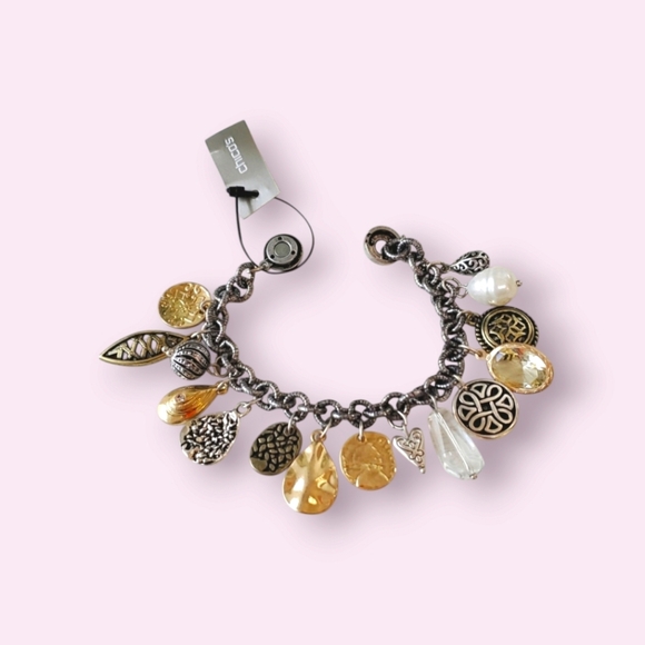 Chico's Jewelry - Chicos Faux Pearl Gold Tone Charm Bracelet